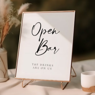 Modern Script Open Bar Wedding Poster