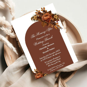 Modern script orange wedding brunch party invitation