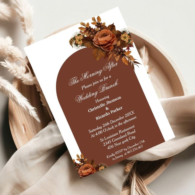 Modern script orange wedding brunch party invitation (Creator Uploaded)