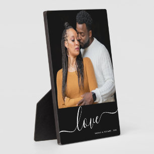 Modern Script Overlay Personalised Couples Photo Plaque