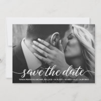 Modern Script Overlay Save The Date Photo
