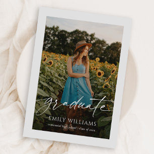 Modern Script Overlay Two Photo Graduation Announcement