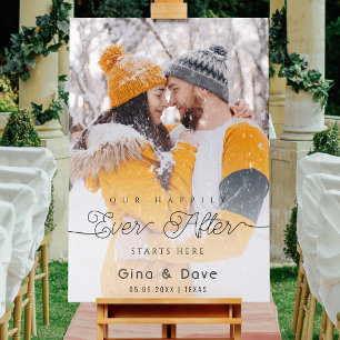 Modern script overlay wedding photo welcome poster
