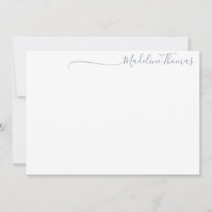 Modern Script Pale Blue Calligraphy name note card