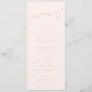 Modern Script Peach Wedding Menu