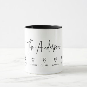 Modern script personal 5 family gift poster mug