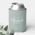 Modern Script Personalised Bridesmaid<br><div class="desc">Add a personal touch to your wedding with personalised bridesmaid gift. This design features personalised bridesmaid's name in white modern script font style and monogram in sage green modern script font style as background with title and wedding date in white modern sans serif font style on sage green background. Also...</div>