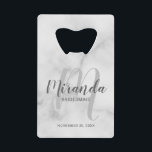 Modern Script Personalised Bridesmaid<br><div class="desc">Add a personal touch to your wedding with personalised bridesmaid gift. This design features personalised bridesmaid's name in grey modern script font style and monogram in light grey modern script font style as background with title and wedding date in grey modern sans serif font style on white marble background. Also...</div>