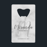 Modern Script Personalised Bridesmaid<br><div class="desc">Add a personal touch to your wedding with personalised bridesmaid gift. This design features personalised bridesmaid's name in grey modern script font style and monogram in light grey modern script font style as background with title and wedding date in grey modern sans serif font style on white marble background. Also...</div>