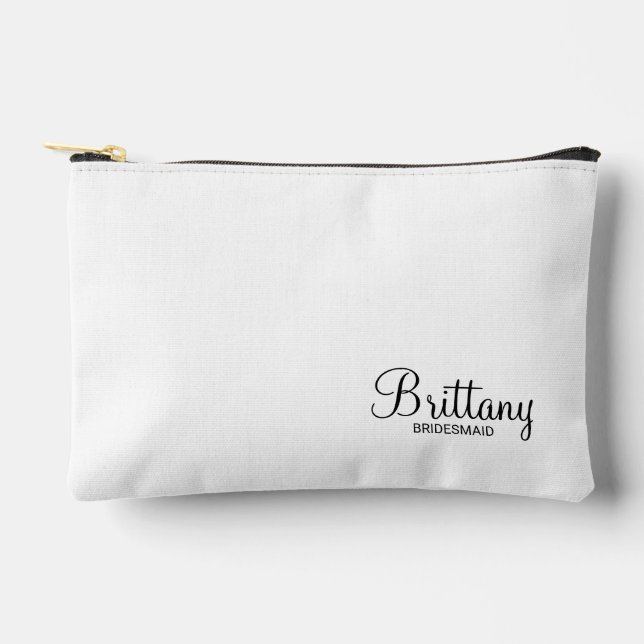Modern Script Personalised Bridesmaid Accessory Pouch (Front)