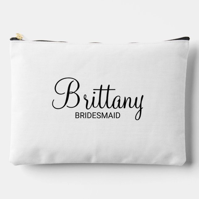 Modern Script Personalised Bridesmaid Accessory Pouch (Front)