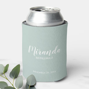 Modern Script Personalised Bridesmaid Can Cooler