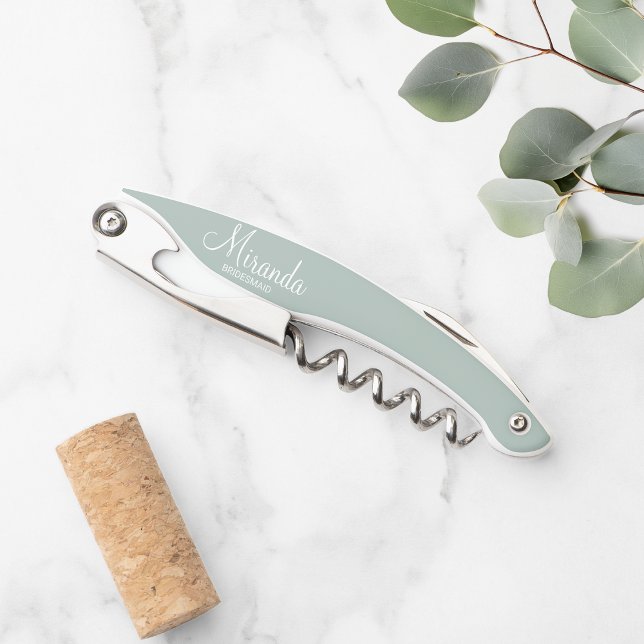 Modern Script Personalised Bridesmaid Corkscrew (Creator Uploaded)
