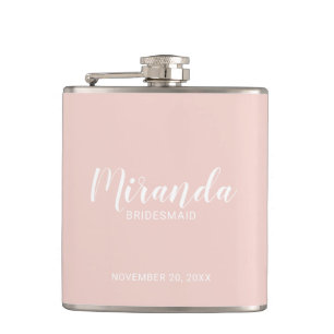 Modern Script Personalised Bridesmaid Flask