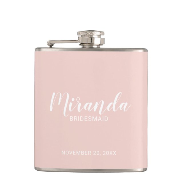 Modern Script Personalised Bridesmaid Flask (Front)