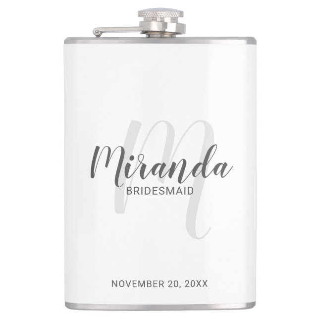 Modern Script Personalised Bridesmaid Flask (Front)
