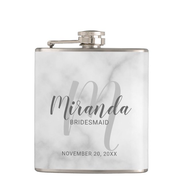 Modern Script Personalised Bridesmaid Flask (Front)