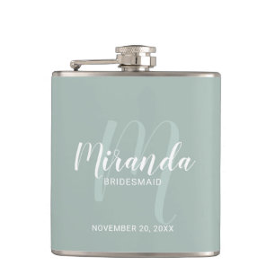 Modern Script Personalised Bridesmaid Flask