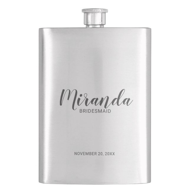 Modern Script Personalised Bridesmaid Hip Flask (Front)