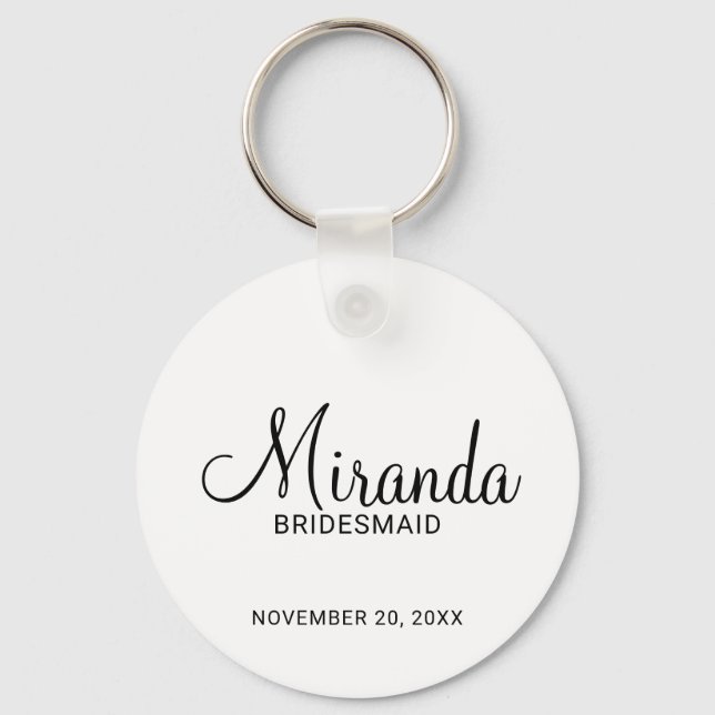 Modern Script Personalised Bridesmaid Key Ring (Front)