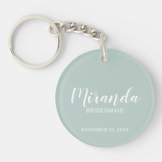 Modern Script Personalised Bridesmaid Key Ring (Front)