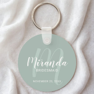 Modern Script Personalised Bridesmaid Key Ring