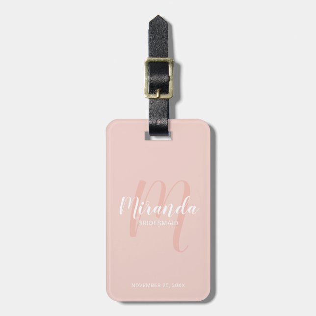 Modern Script Personalised Bridesmaid Luggage Tag (Front Vertical)