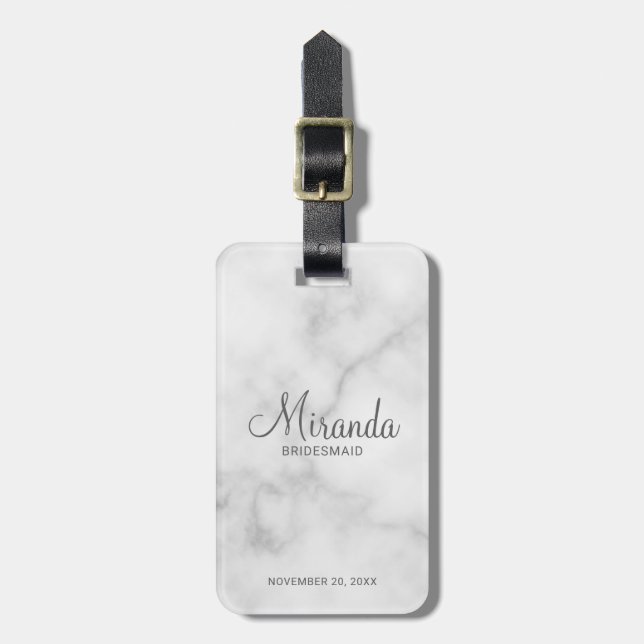 Modern Script Personalised Bridesmaid Luggage Tag (Front Vertical)