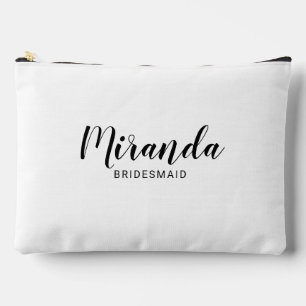 Modern Script Personalised Bridesmaid Name Accessory Pouch