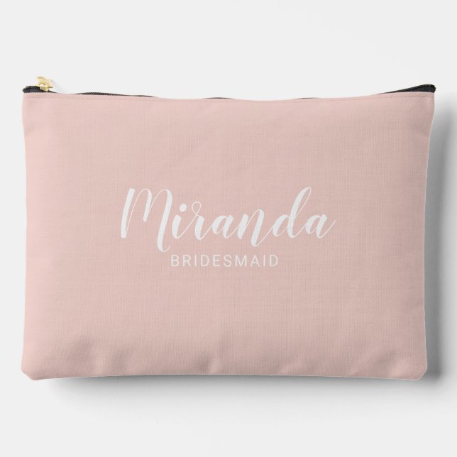 Modern Script Personalised Bridesmaid Name Accessory Pouch (Front)