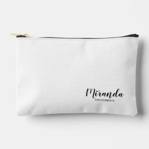 Modern Script Personalised Bridesmaid Name Accessory Pouch