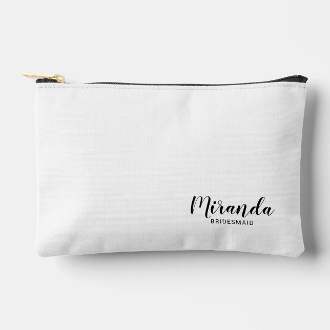 Modern Script Personalised Bridesmaid Name Accessory Pouch (Front)