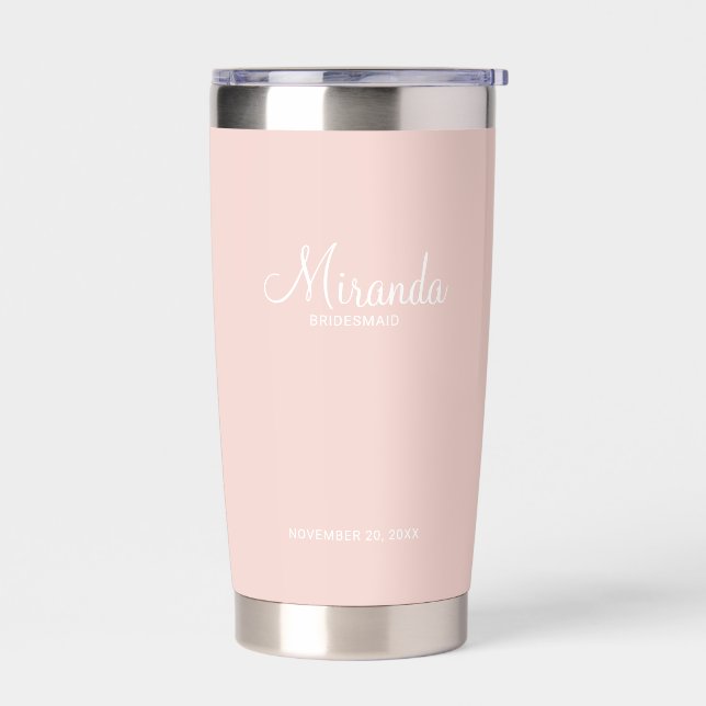 Modern Script Personalised Bridesmaid Name Insulated Tumbler (Left)