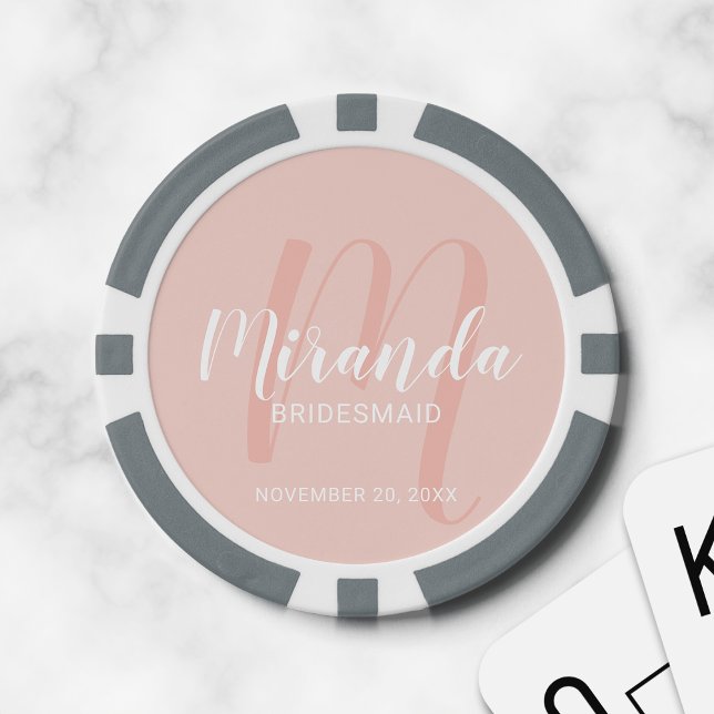 Modern Script Personalised Bridesmaid Poker Chips (Creator Uploaded)