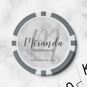 Modern Script Personalised Bridesmaid Poker Chips