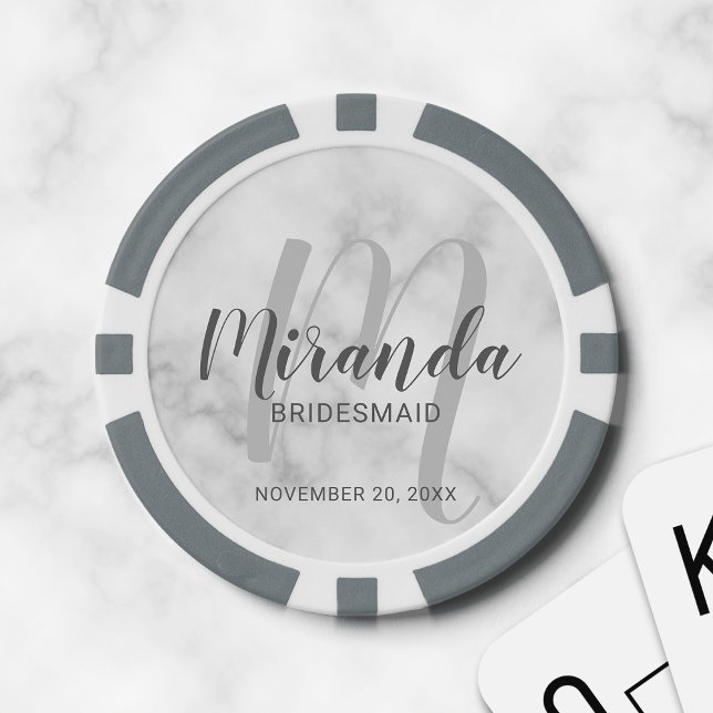 Modern Script Personalised Bridesmaid Poker Chips (Creator Uploaded)