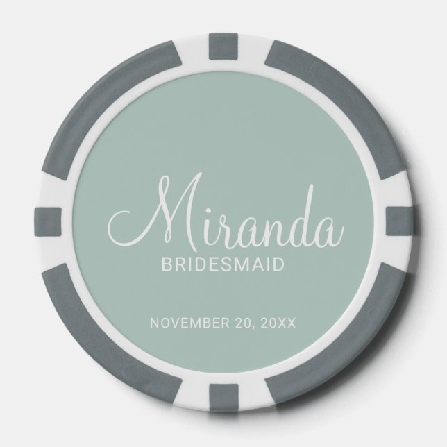 Modern Script Personalised Bridesmaid Poker Chips (Front)