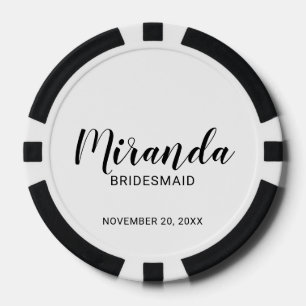 Modern Script Personalised Bridesmaid Poker Chips