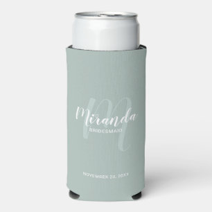 Modern Script Personalised Bridesmaid Seltzer Can Cooler