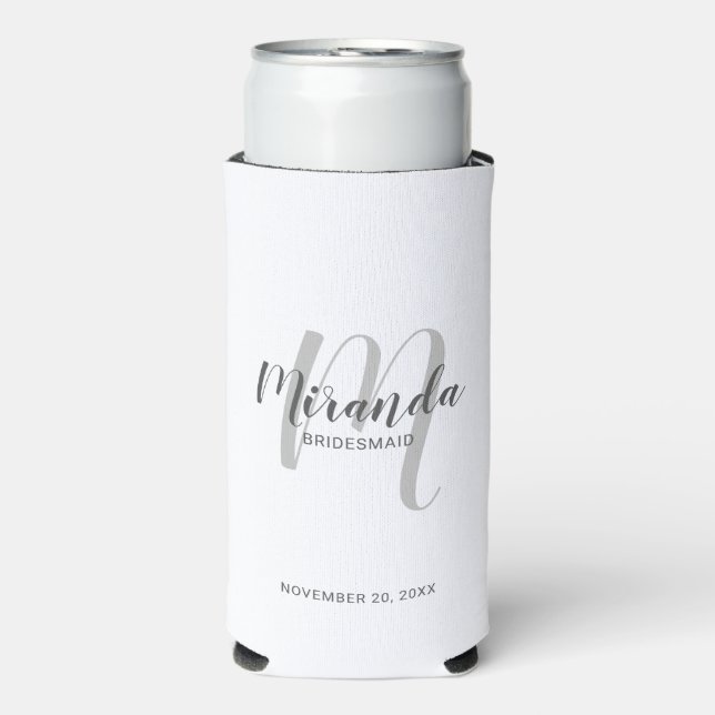 Modern Script Personalised Bridesmaid Seltzer Can Cooler (Seltzer Front)