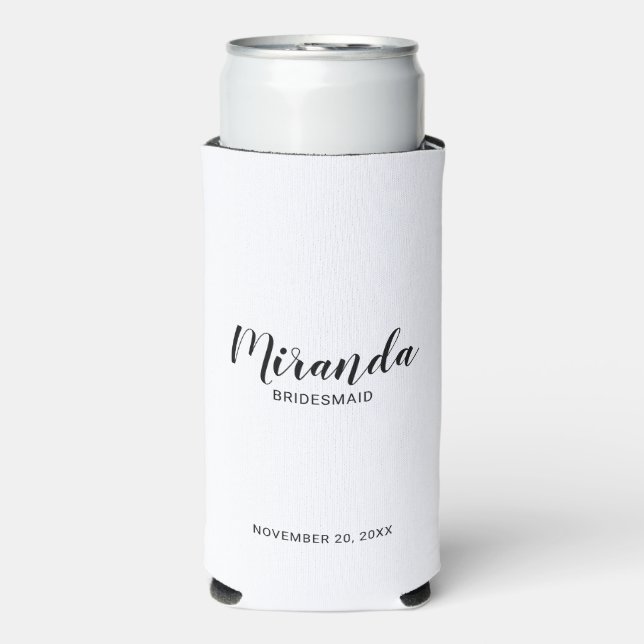 Modern Script Personalised Bridesmaid Seltzer Can Cooler (Seltzer Front)