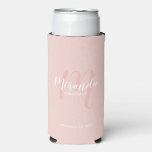 Modern Script Personalised Bridesmaid Seltzer Can Cooler
