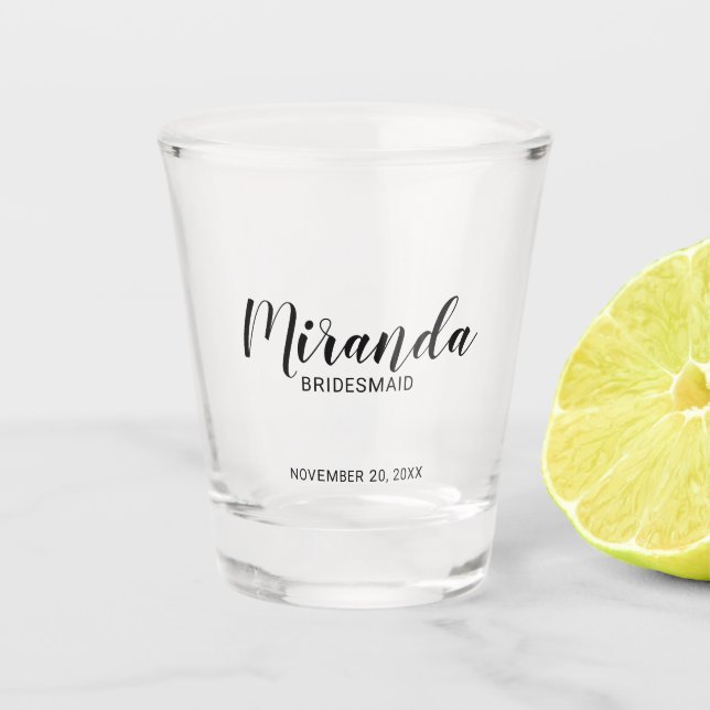 Modern Script Personalised Bridesmaid Shot Glass (Front)
