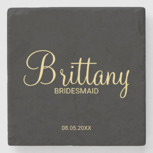 Modern Script Personalised Bridesmaid Stone Coaster