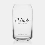 Modern Script Personalised Bridesmaids Can Glass<br><div class="desc">Modern Script Personalised Bridesmaids Can Glass
featuring personalised bridesmaid's name in modern script font style with title and wedding date in modern sans serif font style.

Also perfect for Maid of Honour,  Flower Girl,  Mother of the Bride,  Groomsmen,  Best man and more.</div>