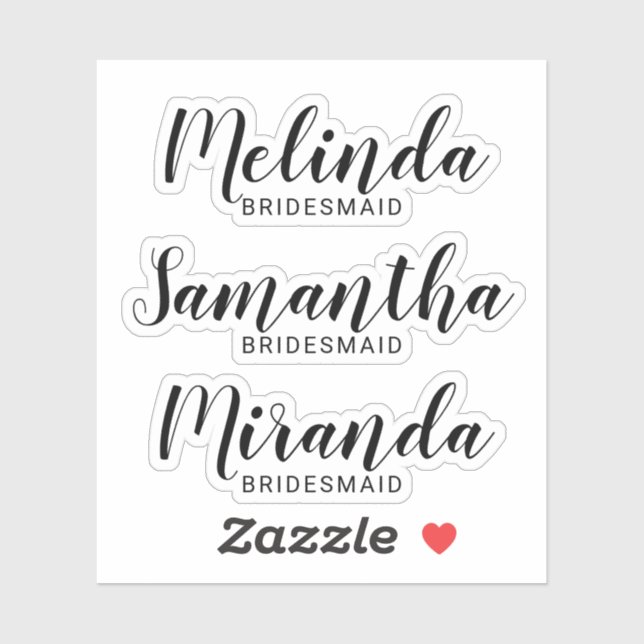Modern Script Personalised Bridesmaid's Name (Sheet)
