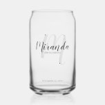 Modern Script Personalised Bridesmaids Name Can Glass<br><div class="desc">Add a personal touch to your wedding with personalised bridesmaids gift. This design features personalised bridesmaid's name in grey modern script font style and monogram in light grey modern script font style as background with title and wedding date in grey modern sans serif font style. Also perfect for maid of...</div>