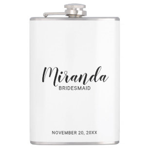 Modern Script Personalised Bridesmaid's Name Hip Flask