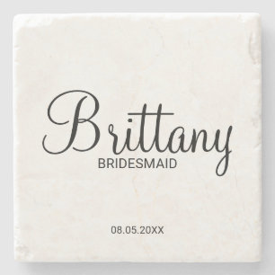 Modern Script Personalised Bridesmaids Stone Coaster