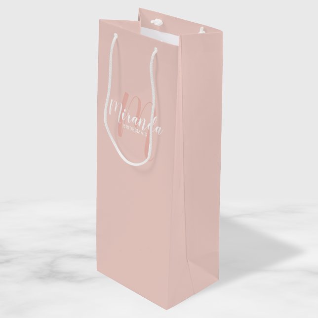 Modern Script Personalised Bridesmaids Wine Gift Bag (Creator Uploaded)
